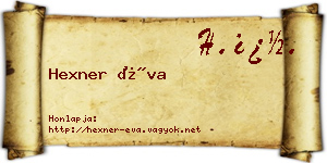 Hexner Éva névjegykártya